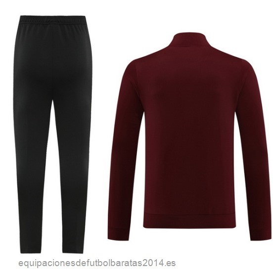 Nuevo Conjunto Completo Ropa Deportiva Con Cremallera Larga AS Roma 23/24 Rojo Negro Baratas